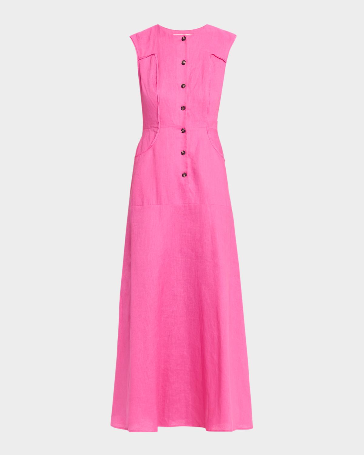 Saloni Sierra Linen Maxi Dress