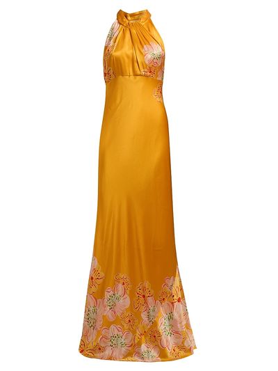 Saloni Women's Cozette Silk Satin Maxi Dress