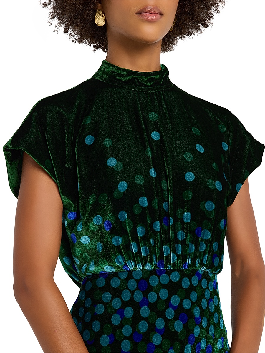 Saloni - Women's Fabienne Polka Dot Velvet Dress Saloni - Women's Fabienne Polka Dot Velvet Dress