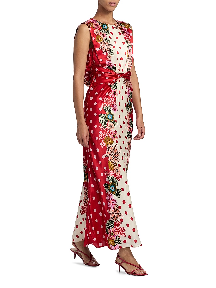saloni gwen twisted draped floral print silk maxi dress Saloni Gwen Floral-Print Silk Maxi Dress In Green - 50% Off