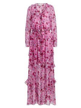 Saloni Women's Izzie Floral Silk-Blend Ruffled Maxi Dress