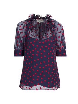 Saloni Women's Josie Polka Dot Silk Top