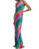 Saloni Women's Justine Striped One-Shoulder Maxi Dress - 4