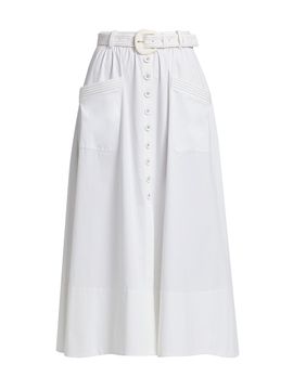 Saloni Women's Kirat Stretch-Cotton Poplin Midi-Skirt