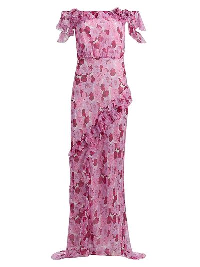 Saloni Women's Nina Floral Silk Off-The-Shoulder Maxi Dress