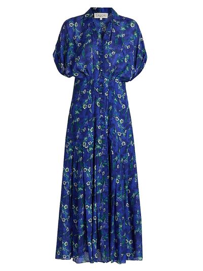 Saloni Women's Riya Floral Satin Midi-Shirtdress