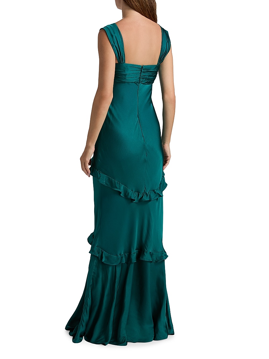 Saloni - Women's Selma Ruffled Silk Maxi Dress Saloni - Women's Selma Ruffled Silk Maxi Dress