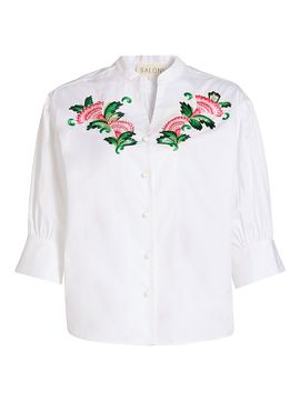 Saloni Women's Tavi Floral-Embroidered Button-Front Shirt