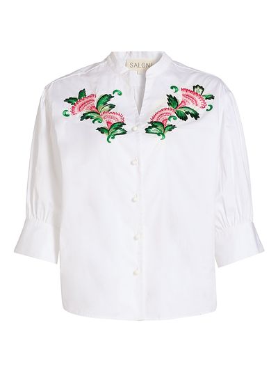 Saloni Women's Tavi Floral-Embroidered Button-Front Shirt