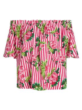 Saloni Women's Tess Striped Floral Off-The-Shoulder Top