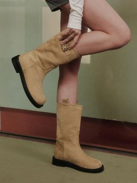 SALTANDCHOCOLATE [Exclusive] Round To Suede Middle Boots 412446020