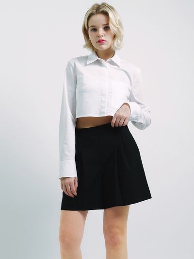 SALTANDCHOCOLATE Pleated Skirt-like Pants - Black