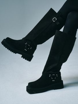 SALTANDCHOCOLATE Round To Biker Long Boots 412448008 (5cm/2colors)