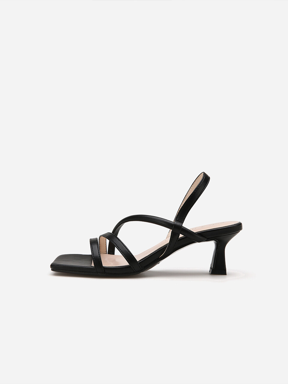 SALTANDCHOCOLATE Square Toe Strap Middle Heel Sandal (5cm)