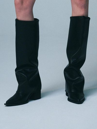 SALTANDCHOCOLATE Stiletto wrinkle Cover Long Boots 412448007 (7cm/2