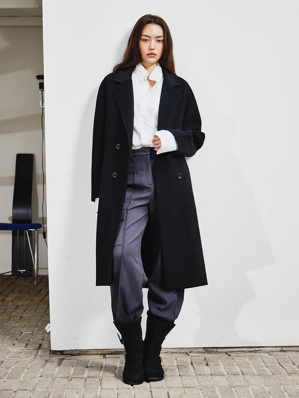 SALTANDCHOCOLATE Wool double button coat black 4W244I002