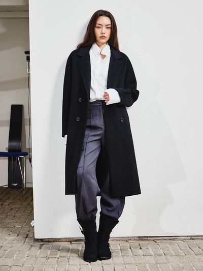 SALTANDCHOCOLATE Wool double button coat black 4W244I002