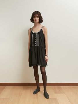 SALTY PEBBLE Bohemian Sleeveless Dress [Black]