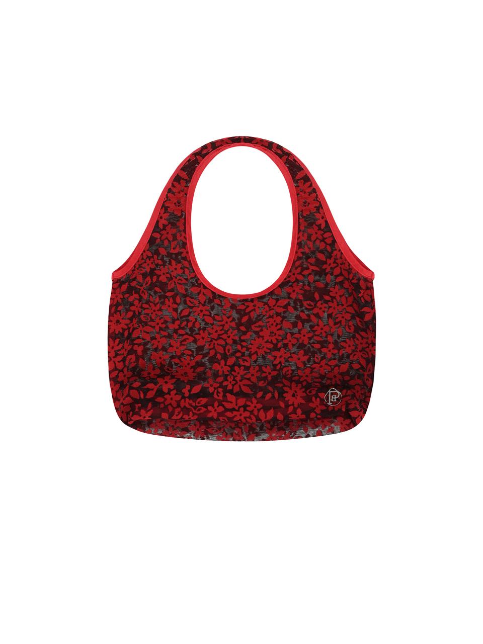 SALTY PEBBLE Flower Mesh Bag _ Red
