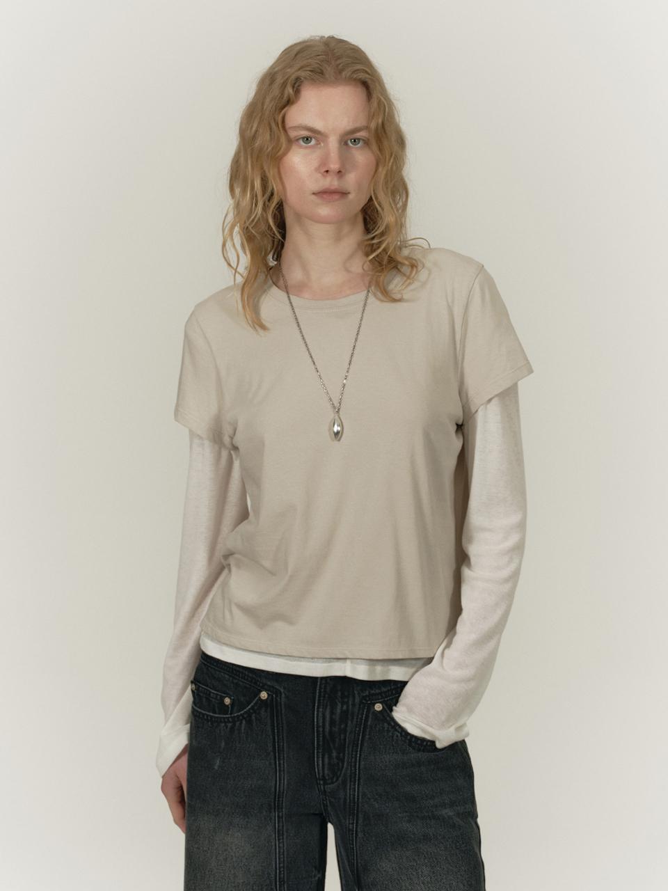 SALTY PEBBLE LAYERED TWO WAY TOP [BEIGE]