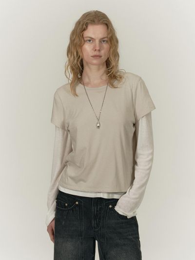 SALTY PEBBLE LAYERED TWO WAY TOP [BEIGE]