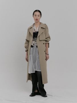 SALTY PEBBLE Pilling Trench Coat [Beige]