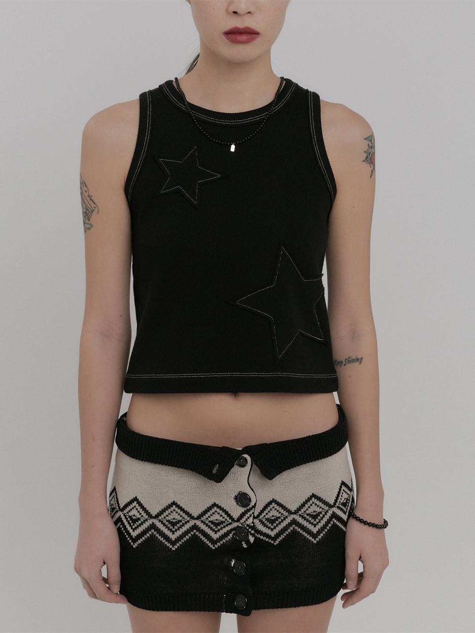 SALTY PEBBLE Star Sleeveless [Black]