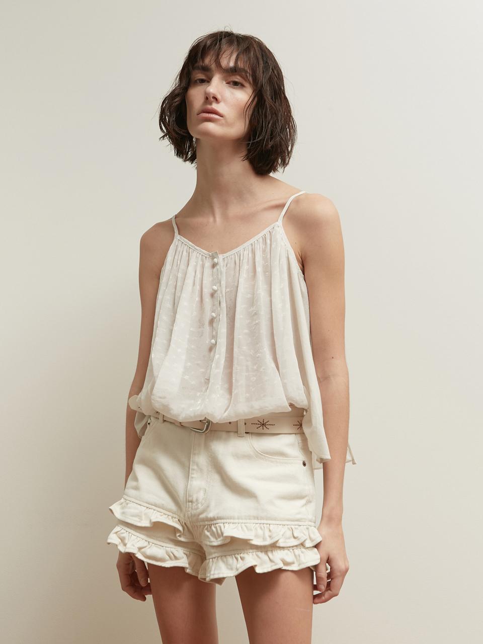 SALTY PEBBLE Two Tone Jacquard Sleeveless Top