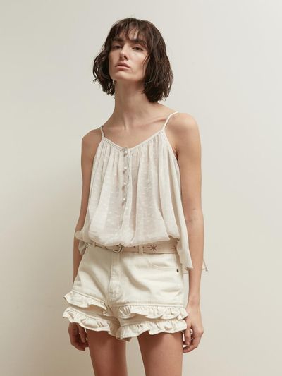 SALTY PEBBLE Two Tone Jacquard Sleeveless Top