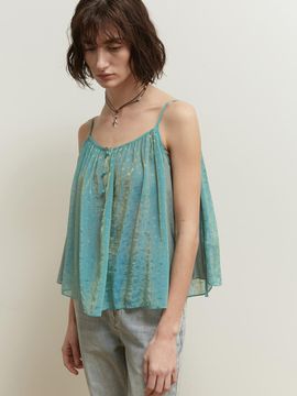 SALTY PEBBLE Two Tone Jacquard Sleeveless Top  (2color)