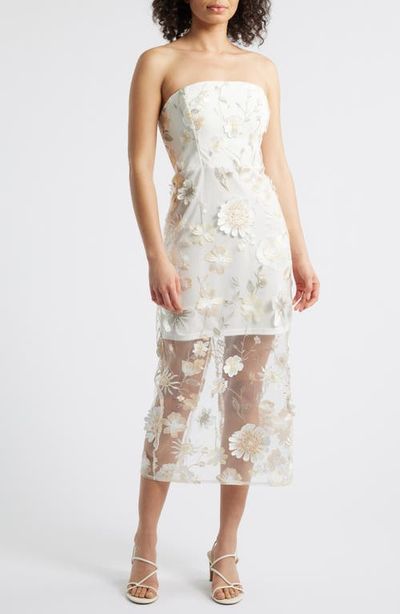 Sam Edelman Sam Edelman 3D Flower Strapless Midi Dress