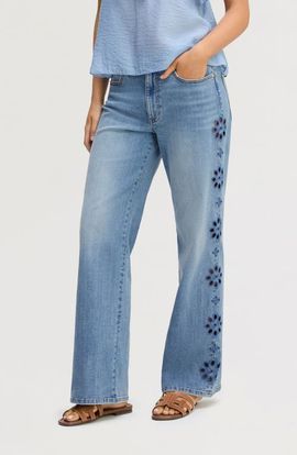 Sam Edelman Sam Edelman Embroidered Eyelet Wide Leg Jeans