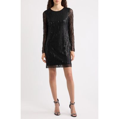 Sam Edelman Sam Edelman Fringe Sequin Long Sleeve Dress