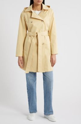 Sam Edelman Sam Edelman Hooded Belted Double Breasted Trench Coat