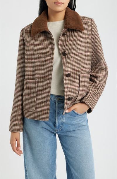 Sam Edelman Sam Edelman Houndstooth Jacket with Faux Shearling Collar