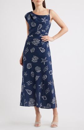 Sam Edelman Sam Edelman Shell Asymmetric Sleeveless Maxi Dress