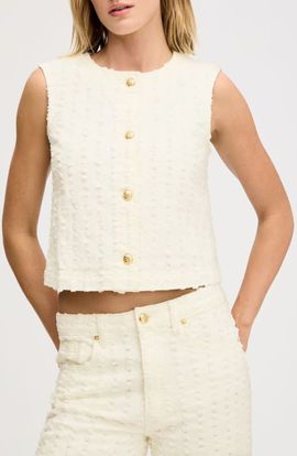 Sam Edelman Sam Edelman Sleeveless Distressed Denim Crop Top
