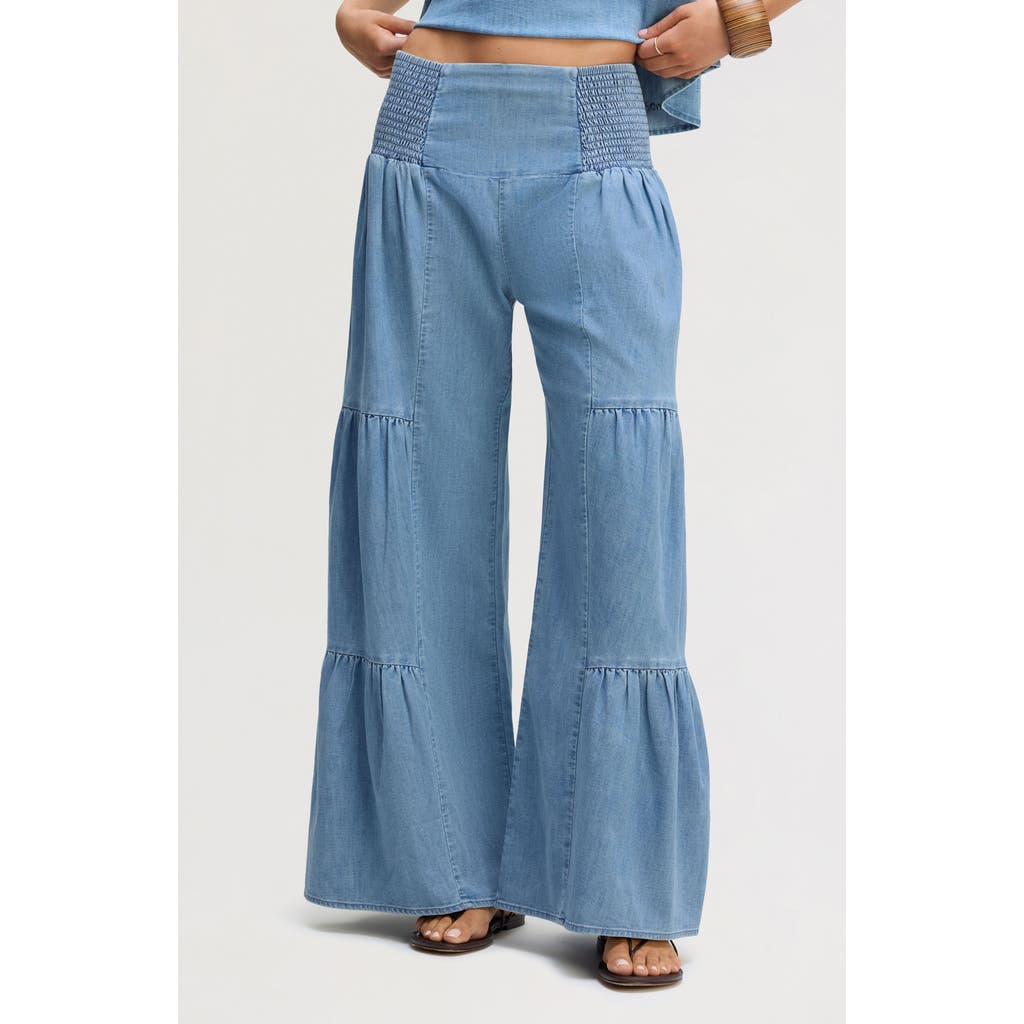 Sam Edelman Sam Edelman Smocked Wide Leg Chambray Pants