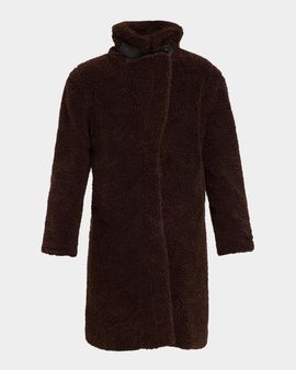 SAM Sherpa Leather-Trimmed Coat