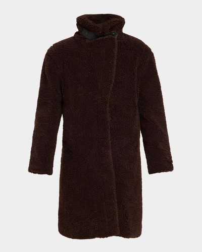 SAM Sherpa Leather-Trimmed Coat
