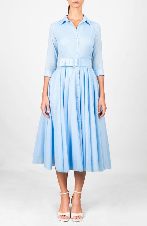 SAMANTHA SUNG SAMANTHA SUNG Blue Belted Midi Shirtdress