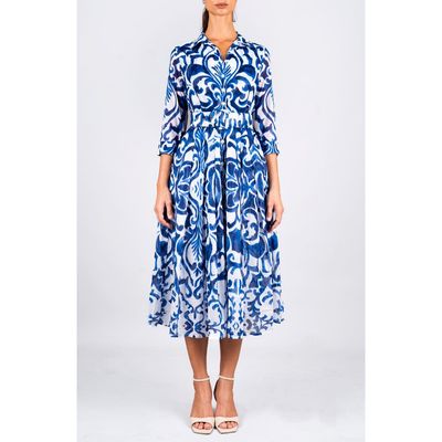 SAMANTHA SUNG SAMANTHA SUNG Maiolica Tile Midi Shirtdress