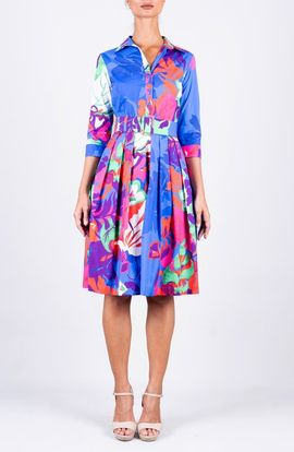 SAMANTHA SUNG SAMANTHA SUNG Pleated Stretch Audrey Shirtdress