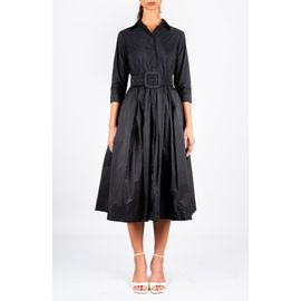 SAMANTHA SUNG SAMANTHA SUNG Silk Pleated Midi Audrey Shirtdress