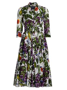 Samantha Sung Women's Asher Fruit Farm Cotton Shirtdress