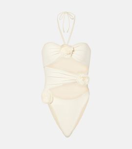 Same Same Floral-appliqué cutout swimsuit