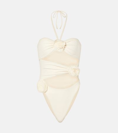 Same Same Floral-appliqué cutout swimsuit