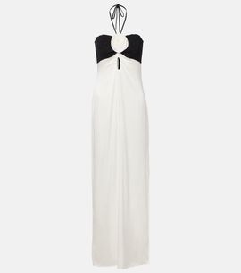 Same Same Floral-appliquÃ© silk-blend maxi dress