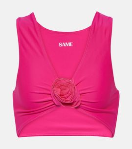 Same Same Rose floral-appliqué bikini top