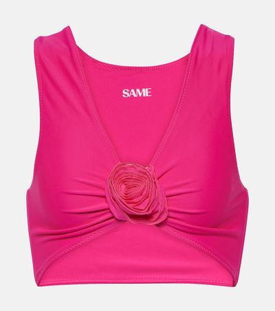Same Same Rose floral-appliqué bikini top